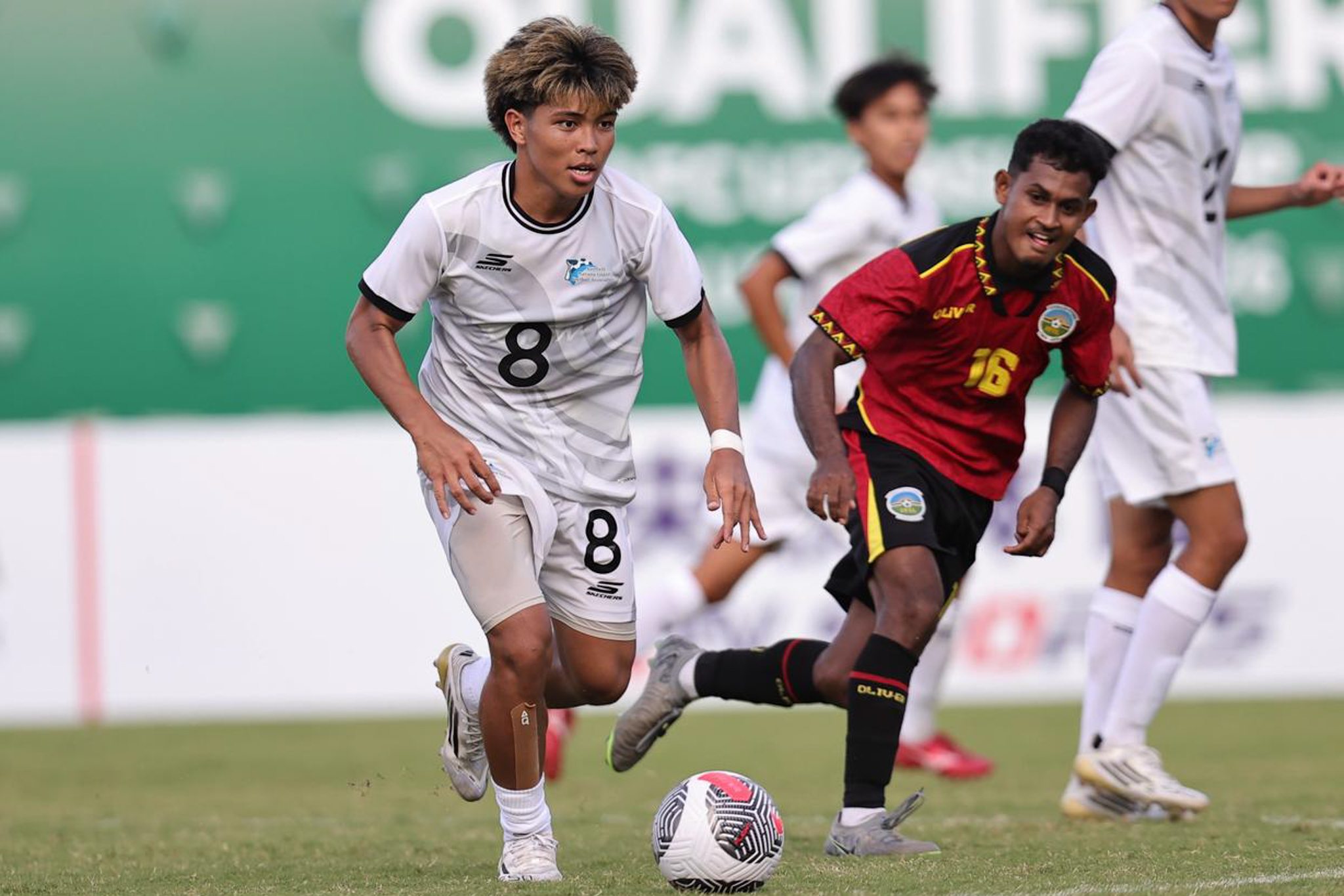 May be an image of 3 people, people playing soccer, people playing football and text