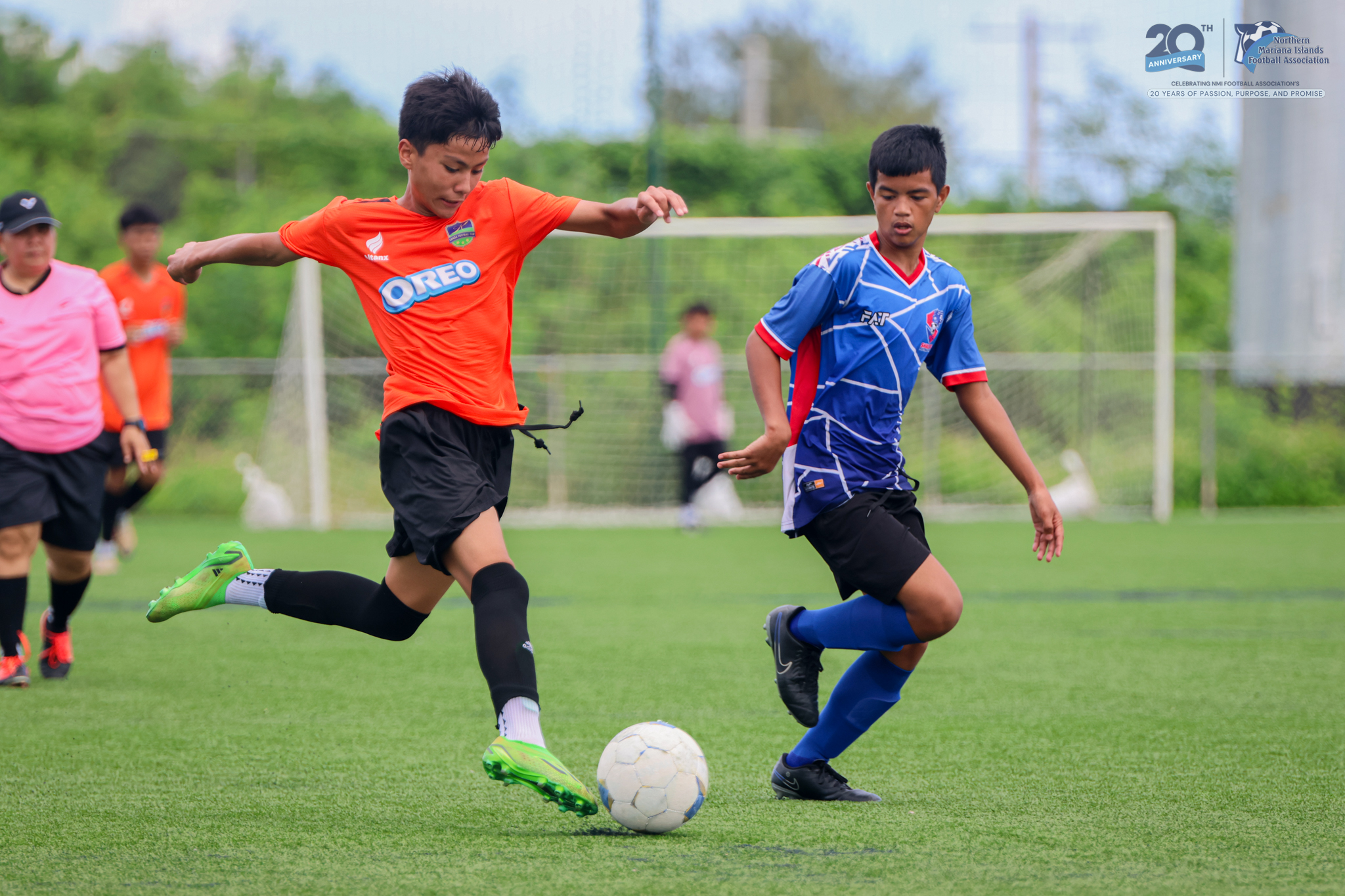 May be an image of 5 people, people playing soccer, people playing football and text