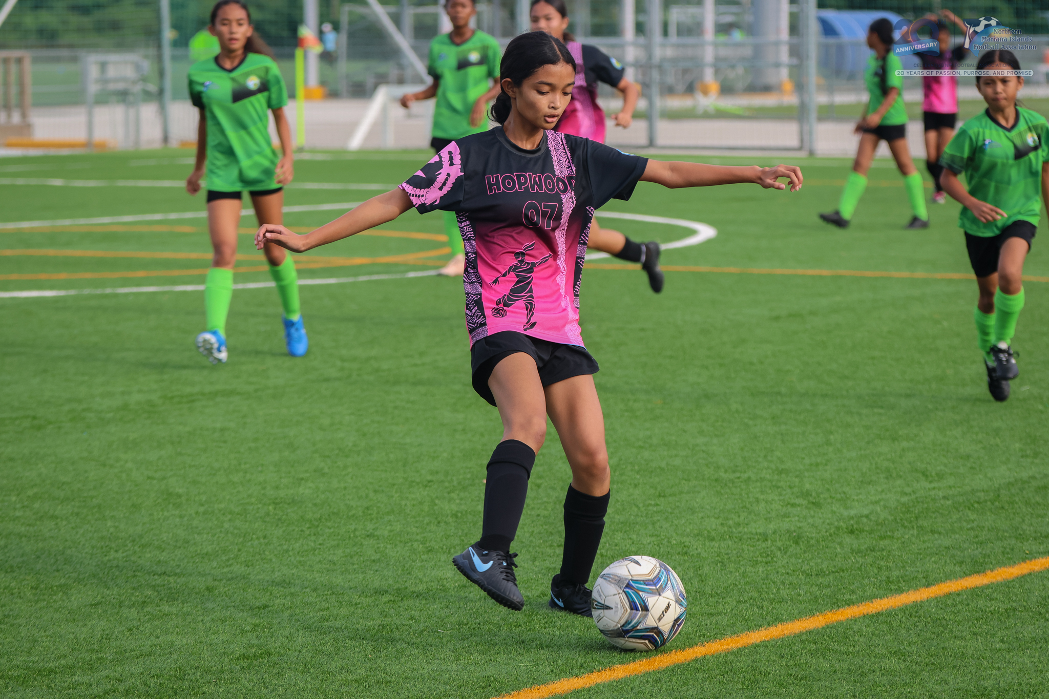 May be an image of soccer, football, grass and text