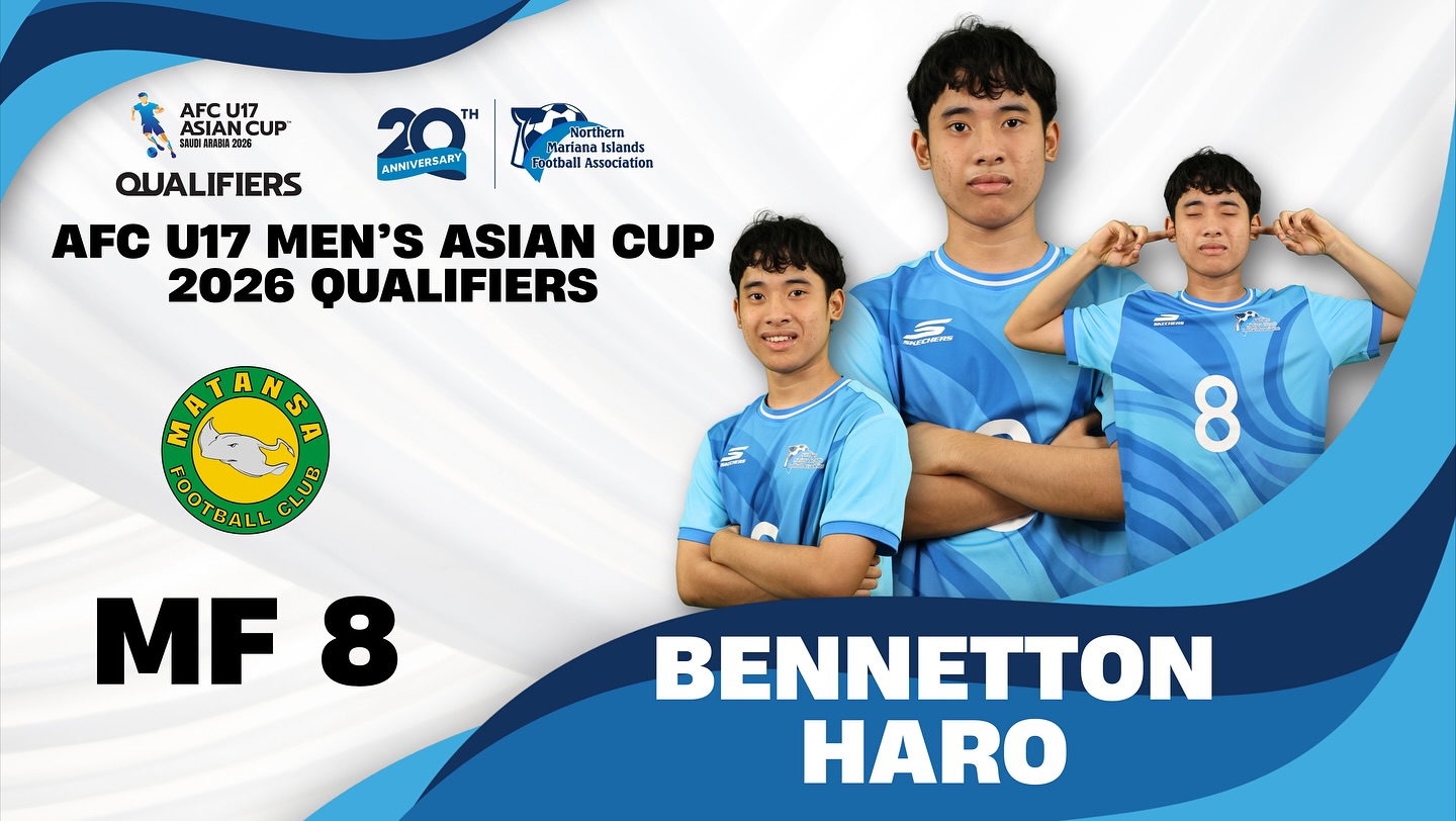 May be an image of soccer, football and text that says 'AFCU17 ANZUP AFC U17 ASIAN CUP 50000002828 ΤΗ ANNIVERSARY Northern Mariana Islands lands otball Association QUALIFIERS AFC U17 MEN'S ASIAN CUP 2026 QUALIFIERS S K BAIANS A M F FOOTBALL κυЛb STENERE 2 8 MF 8 BENNETTON HARO'